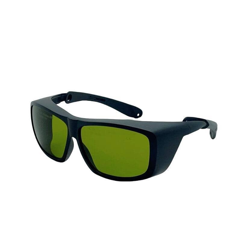 a pair of sunglasses with green lenses