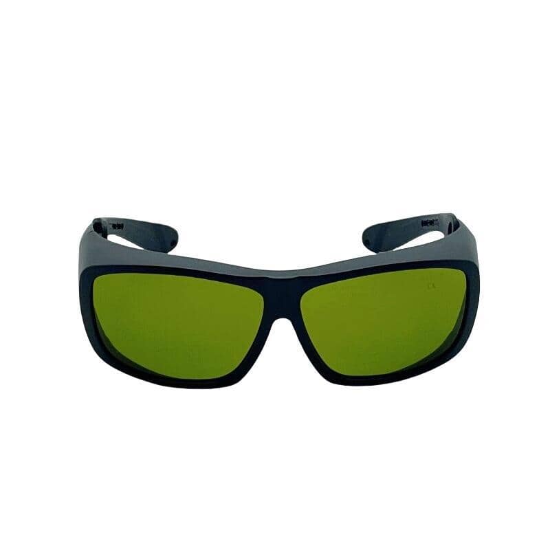 a pair of sunglasses with green lenses