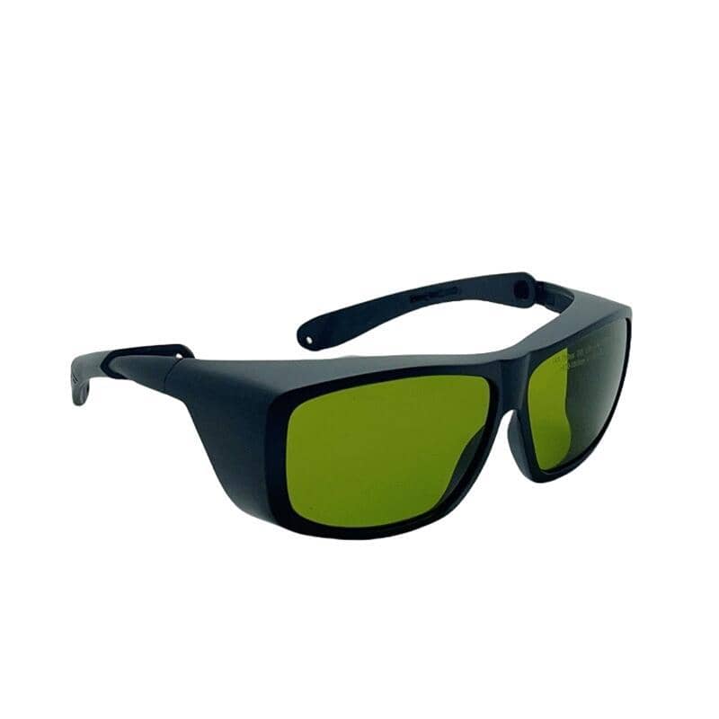 a pair of sunglasses with green lenses